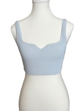 Aritzia Babaton Sculpt Knit Sweetheart Tank Light Blue Size M Ribbed Crop